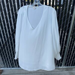 Plus Size 22 Laura Cream Double-Layer Blouse w/ Embroidered Sleeves